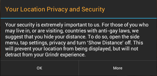 Grindr warning